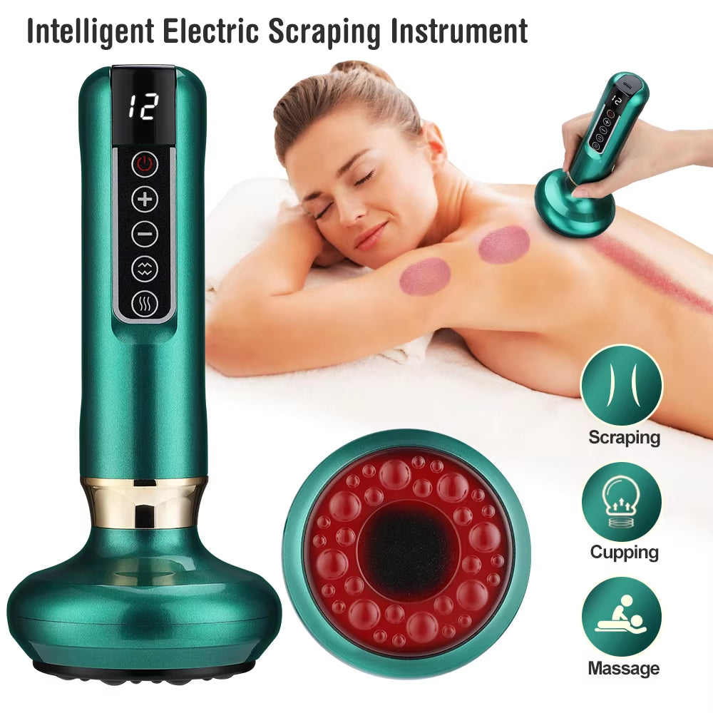 Electric Cupping Massager Vacuum Suction Cup Guasha anti Cellulite Beauty Health Scraping Infrared Heat Body Slimming Massage