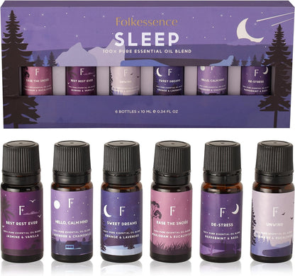 Sleep Essential Oils Set | Pure Essential Oils for Diffusers for Home, Set of 6 Essential Oil Blend or Oil Diffuser Essential Oils - Lavender, Rosemary & Peppermint | Valentines Day Gift