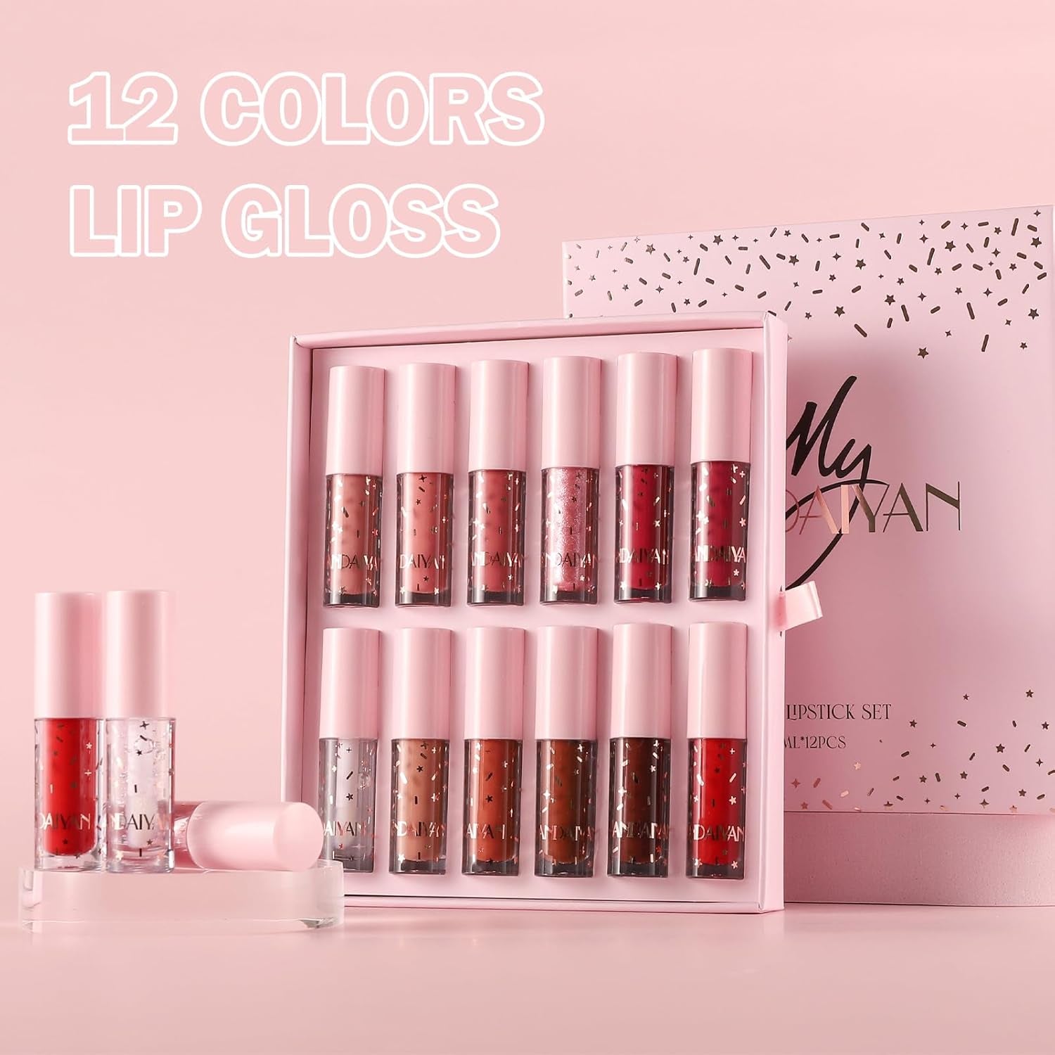 12 Colors Lip Gloss Set,Moisturizing Light Liquid Lipstick Lip Oil,Long Lasting Waterproof Lip Glaze Makeup,Book Nude Lip Glow Oil Lip Gloss Kit