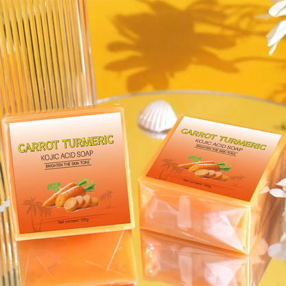 Natural Carrot Turmeric Soap Bar for Face & Body,Turmeric Skin Soap Wash for Dark Spots,Intimate Areas,Underarms,Turmeric Face Soap Reduces Acne,Fades Scars & Cleanses Skin