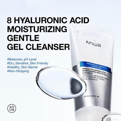 Moisturizing Gentle Gel Cleanser, Hyaluronic Acid, Squalane, Ceramide, Foaming Facial Korean Cleanser, Ph Balance, Daily Hydrating Face Wash, Korean Skincare (150Ml/5.07Fl Oz.)