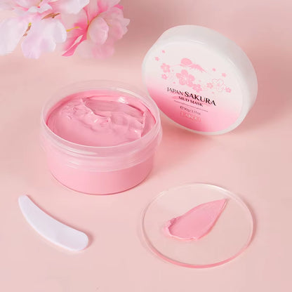 Naturals Sakura Volcanic Mud Mask for Face Deep Cleaning Remove Blackheads Improve Roughness Facial Oily Skin Care 90G