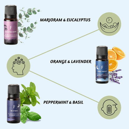 Sleep Essential Oils Set | Pure Essential Oils for Diffusers for Home, Set of 6 Essential Oil Blend or Oil Diffuser Essential Oils - Lavender, Rosemary & Peppermint | Valentines Day Gift