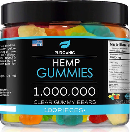 Gummies for Stress & Relaxation – 1M - Delicious Natural Fruit Flavors - Made in USA – Relaxing Gummies – 100Ct